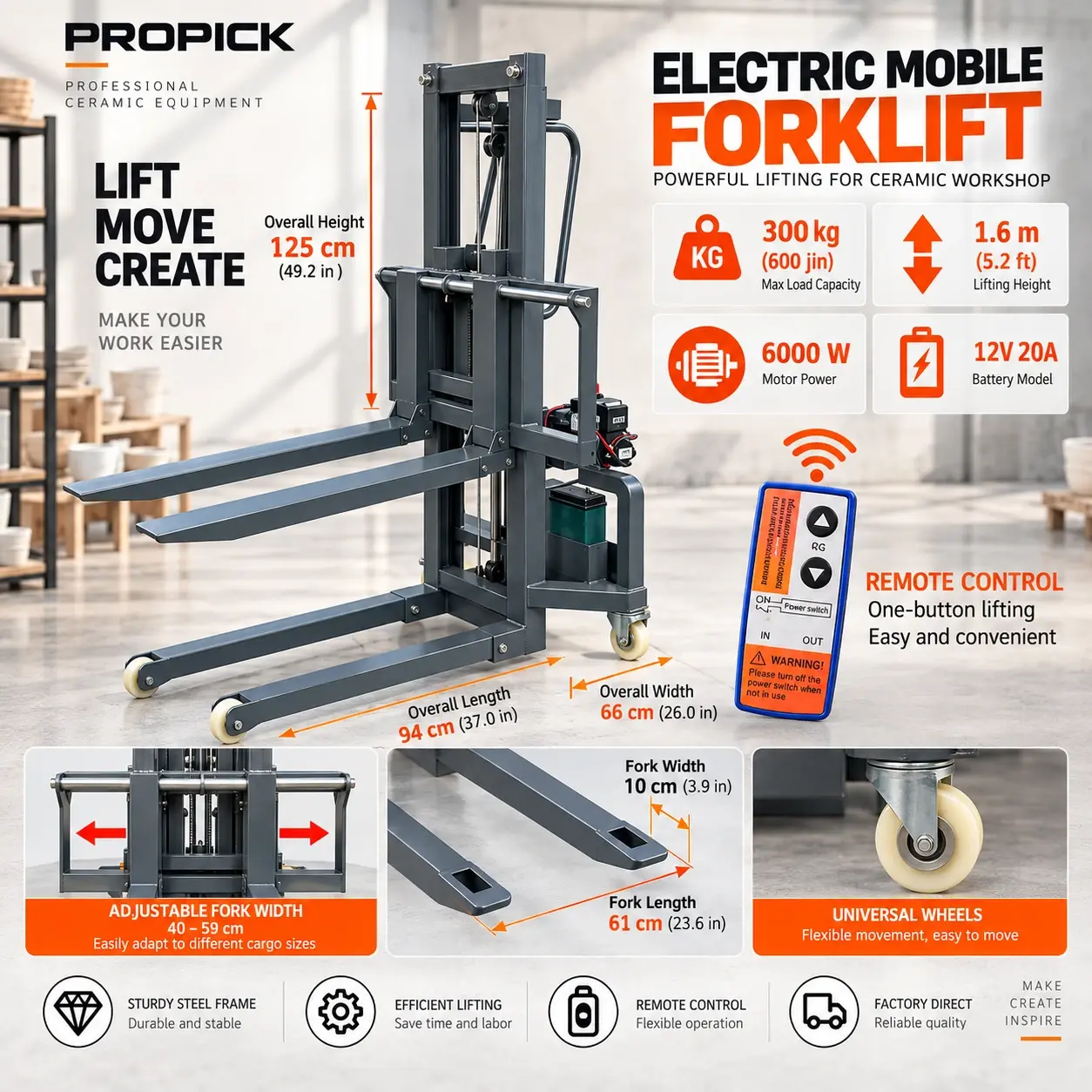 300kg Portable Electric Stacker view 4