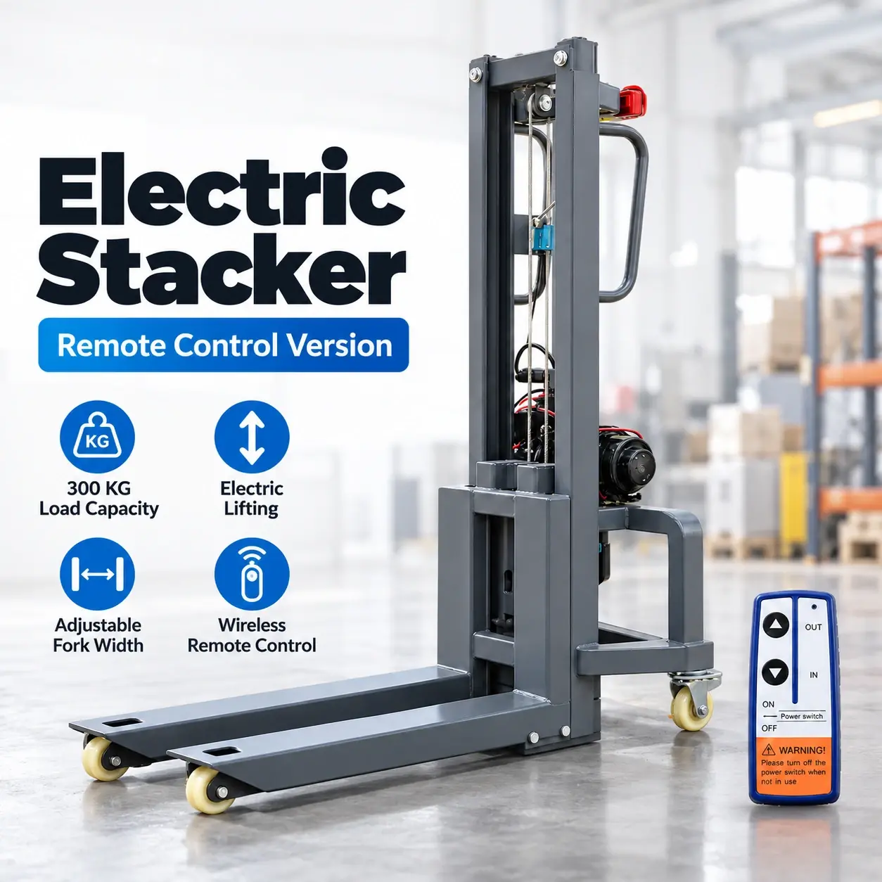 300kg Portable Electric Stacker view 5