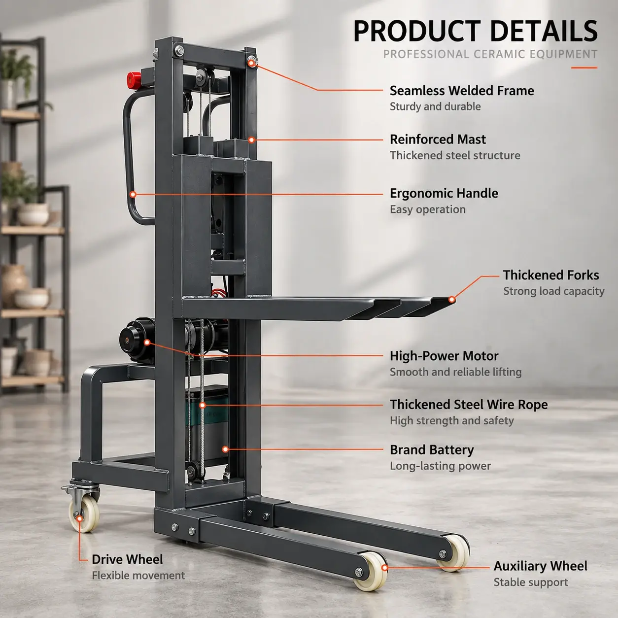 300kg Portable Electric Stacker view 6
