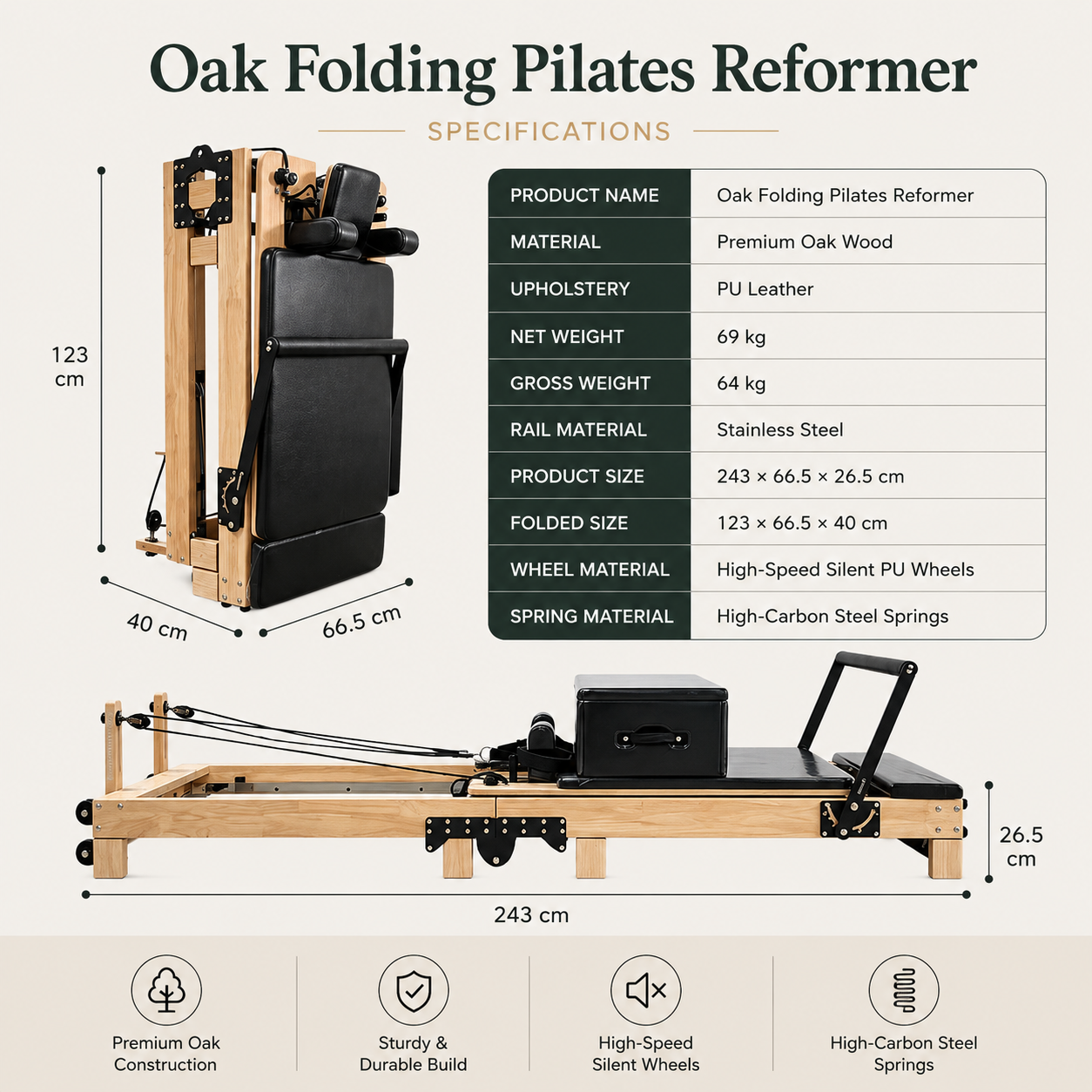Pilates Reformer specification 1