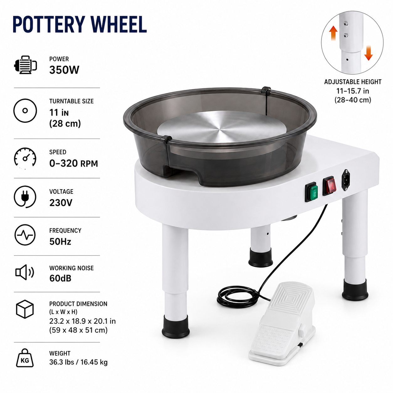 450W White Pottery Wheel specification 1