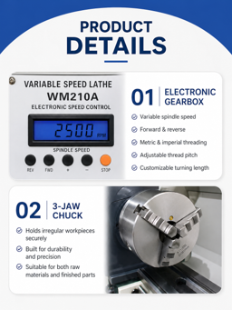 WM210A Lathe view 3