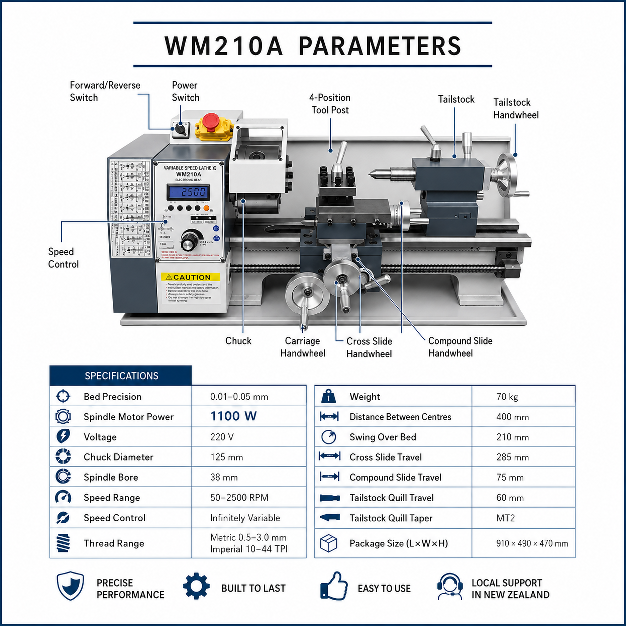 WM210A Lathe specification 1