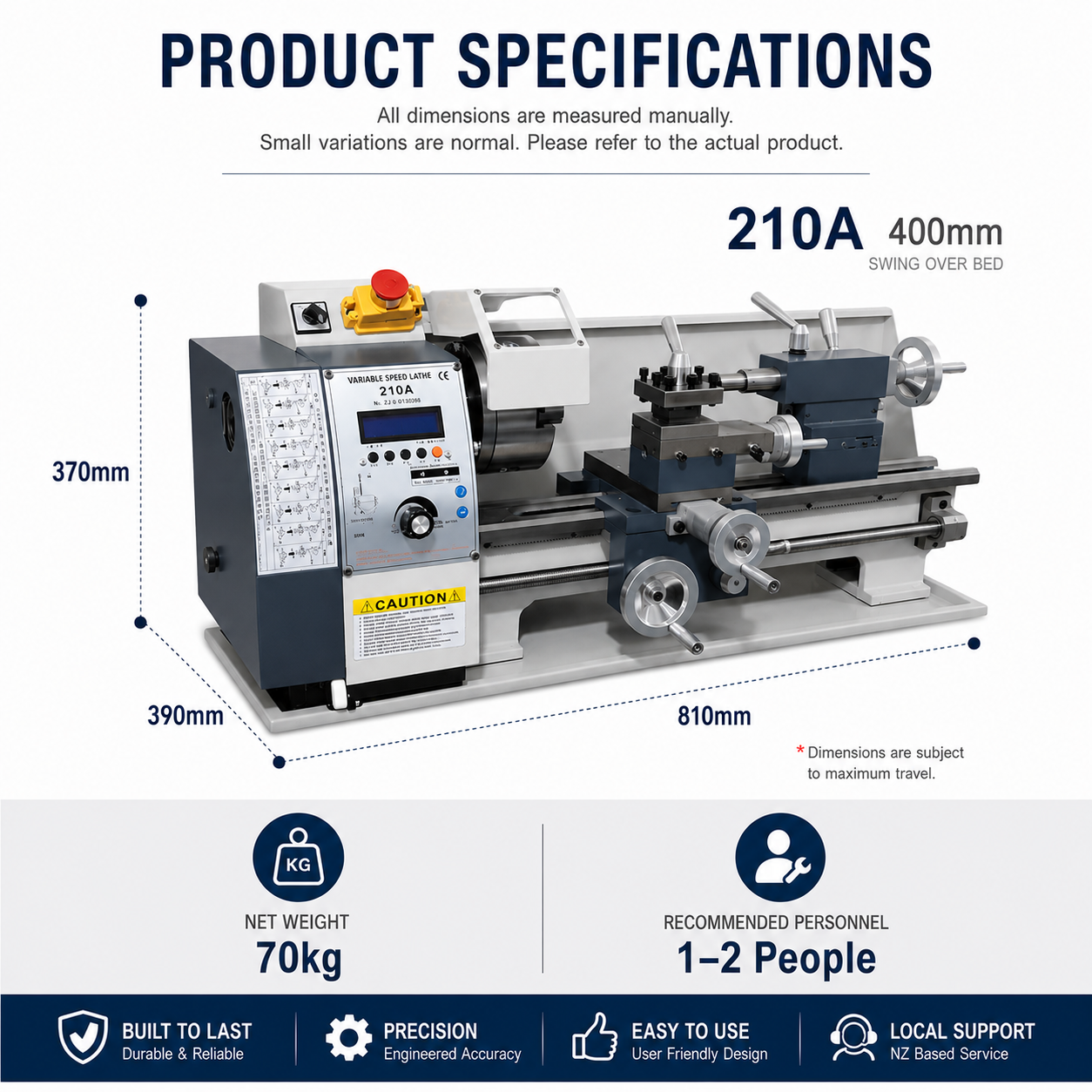 WM210A Lathe specification 2